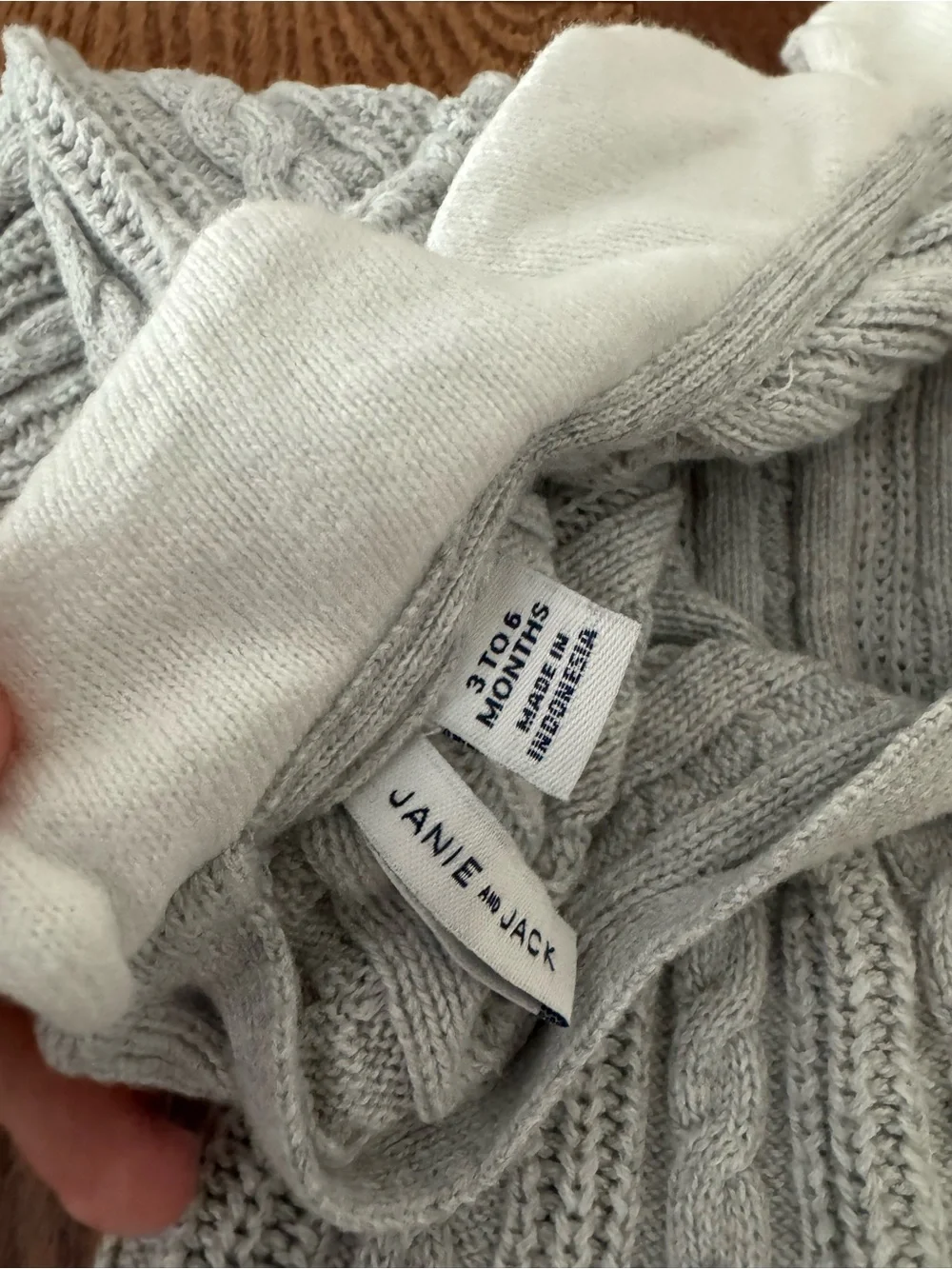 Janie and Jack Light Gray Cable Knit One-Piece Footie